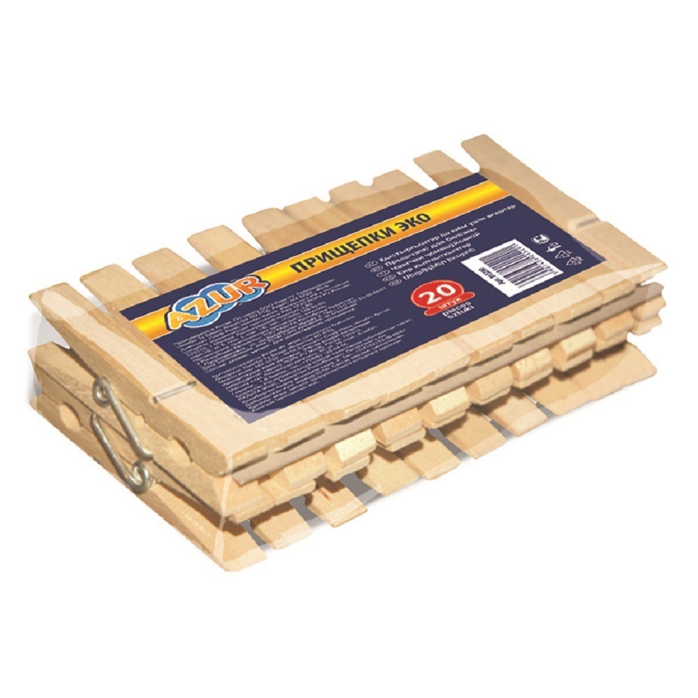 Прищепки деревянные ЭКО 20 шт. AZUR